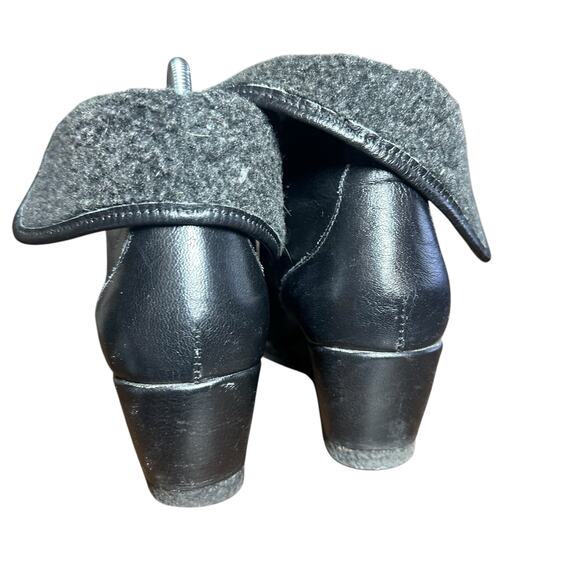 Eric Michael Black Leather Wedge Booties Size 37 US 6.5 - Picture 7 of 10